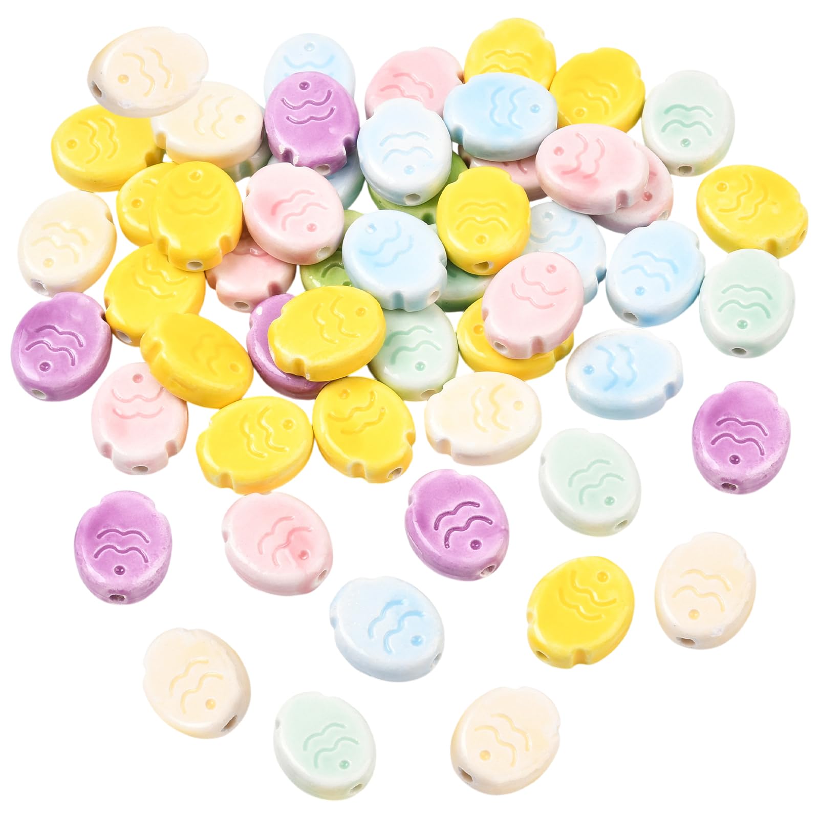 HUAAPLEVLA 50 Pcs Ceramic Animal Beads for Jewelry Making Cute Porcelain Fish Beads Colorful Polymer Clay Beach Bead for Bracelets Earring Necklaces DIY Craft Supplies