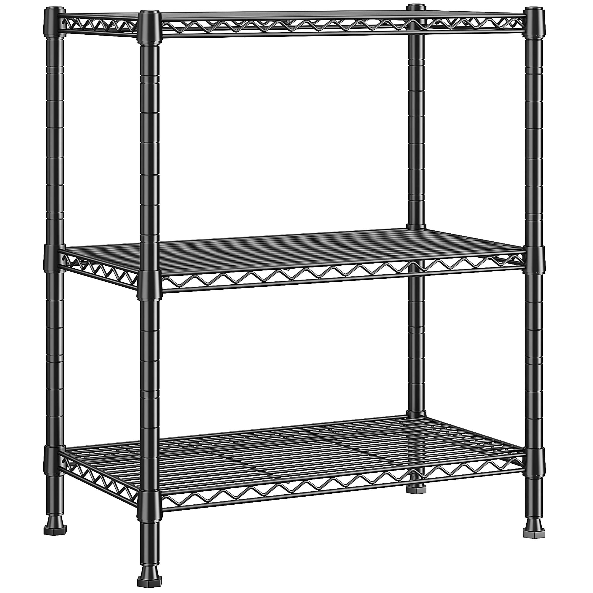 Cliporix 3-Tier Shelving Unit, 45Wx30Dx90H cm Small Metal Shelving Units for Storage, Height Adjustable & Levelling Feet, Narrow Wire Rack for Bathroom, Sink Cabinet, Bedside, Home Office, Gardening