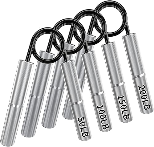 Cureder Entrenador de fuerza de agarre, paquete de 4, fortalecedor de agarre de mano de metal de 50 libras a 200 libras, gran ejercitador de mano de