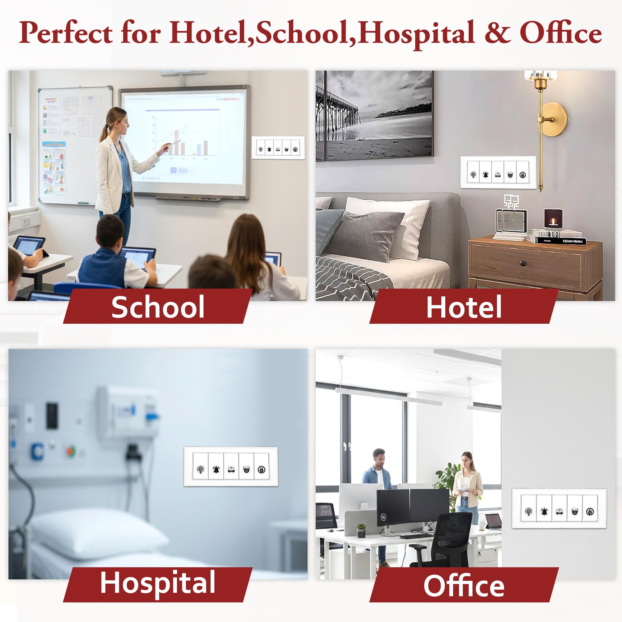 GLUN® 600 Switch Board Stickers 60+ Icons (Monochrome Black) | Luxury Vinyl Decorative Switch Stickers for Home, Hotel, Office & School | Self Adhesive, Waterproof & Removable 3
