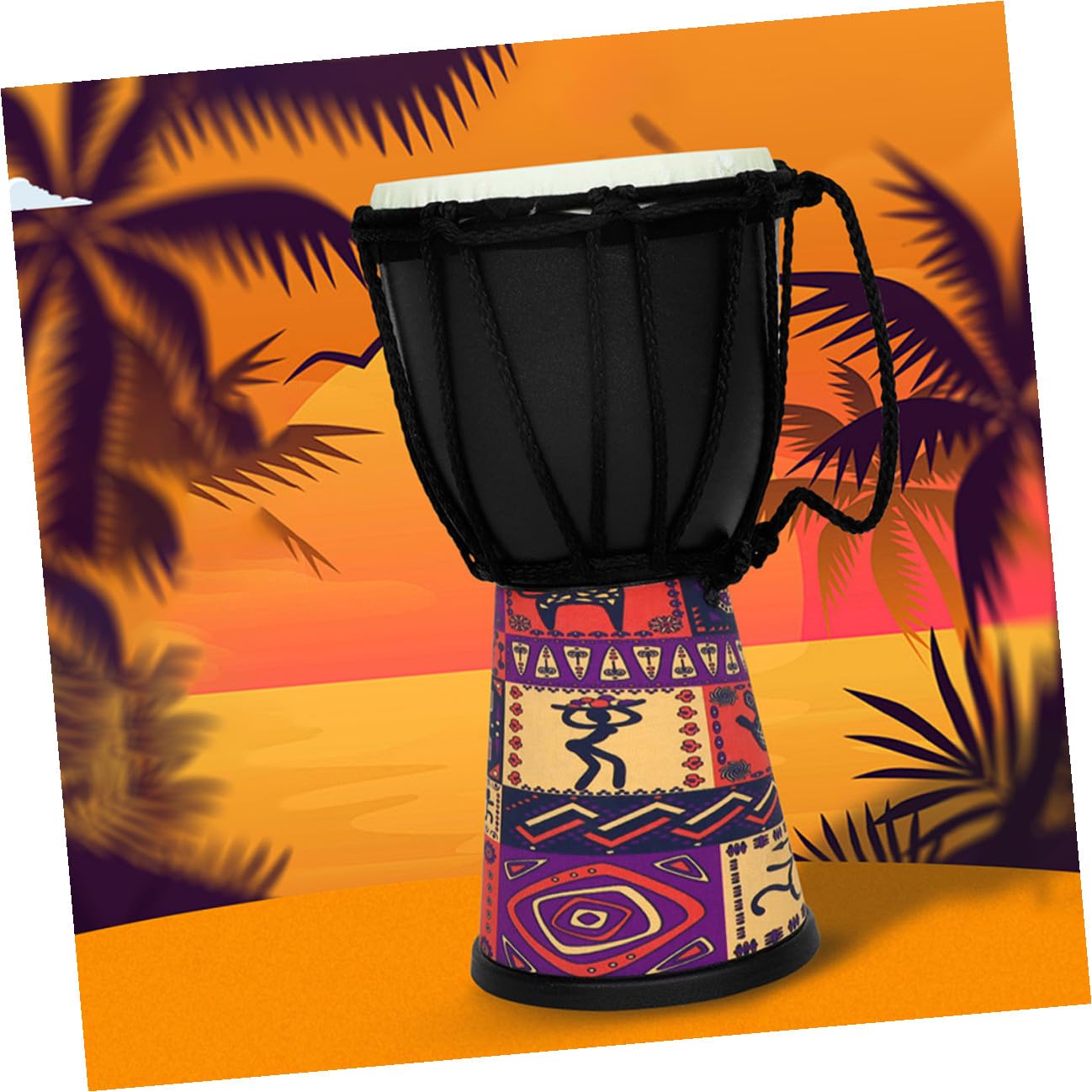 Djembe para Principiantes de Mano Africano Instrumento Musical Hecho de Ligera Piel de Cabra Natural Principiantes Clase de Música