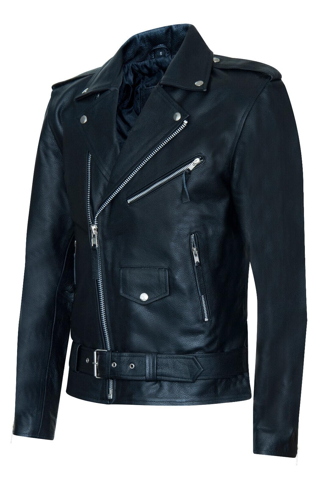 Infinity Leather Chaqueta de Motociclista Tassled Brando de Cuero Para Hombre FRINGE Hide Bender
