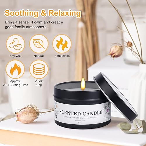 Miniatura 2 de Juego de 6 velas perfumadas de regalo para mujeres y hombres, paquete de 6 velas de aromaterapia para el hogar, vela de soja natural, cesta de