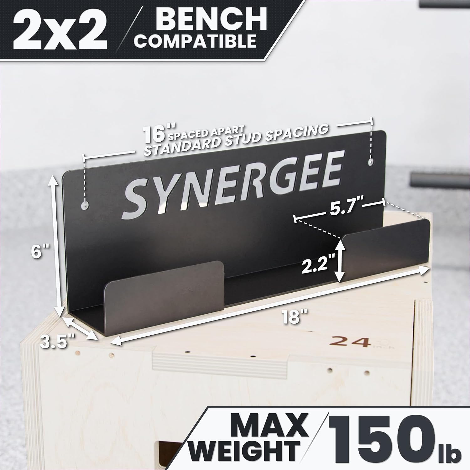 Synergee Weight Bench Wall Rack – Heavy Duty Wall Mounted Holder