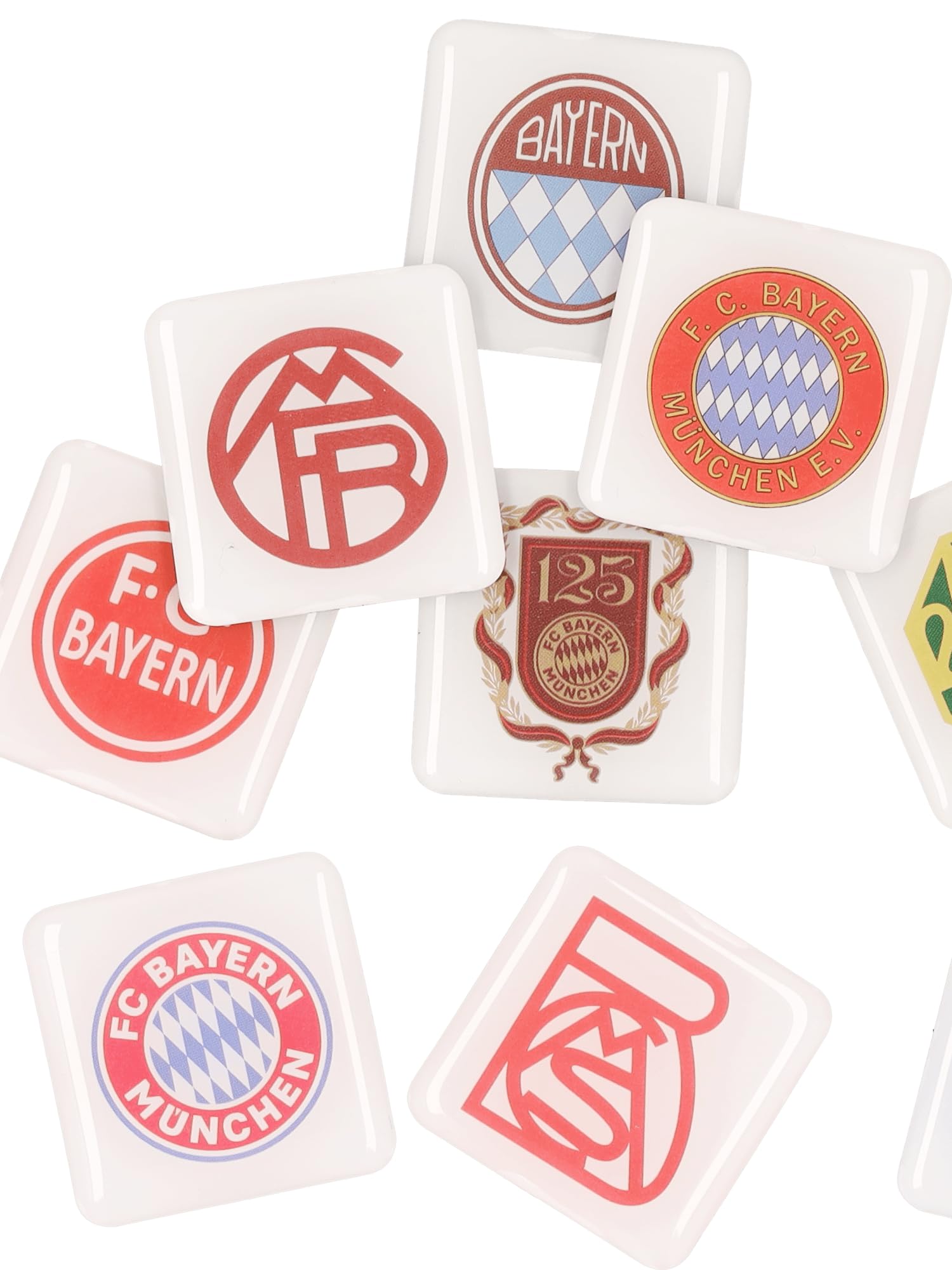 FC Bayern München I - Set di 10 calamite, 125 anni, colore: Bianco