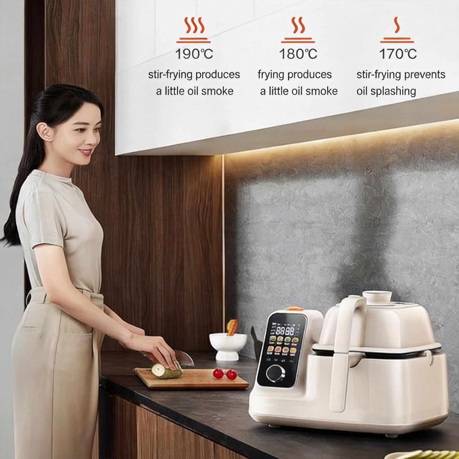 Robot kuchenny 2000 W z powłoką ceramiczną i uchwytem zapobiegającym oparzeniom dla łatwego gotowania w kuchni domowej