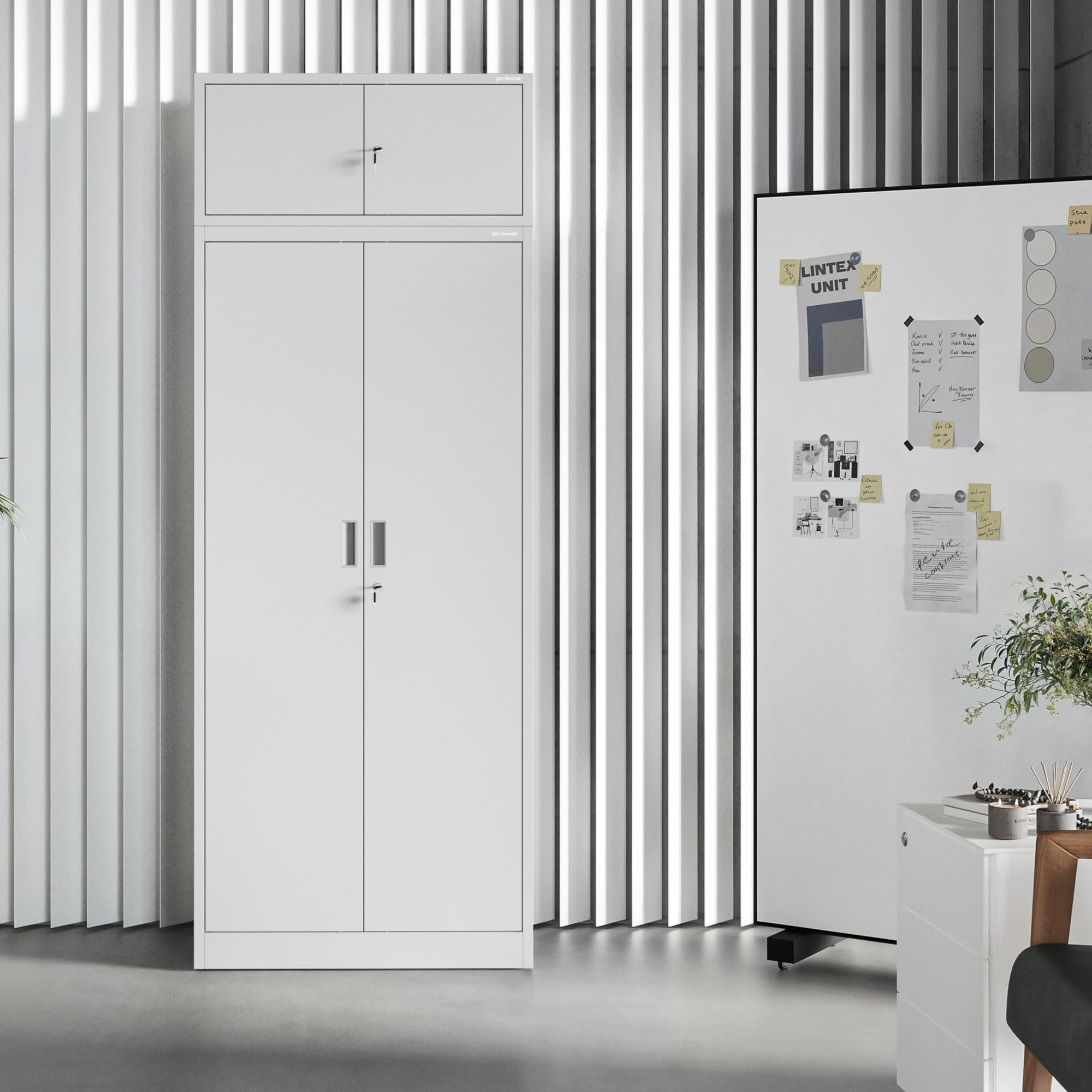 Jan Nowak Meuble de classement C01L, Meuble de Bureau, Portes battantes en métal thermolaqué, Dimensions 38 x 80 x 40 cm (Gris)