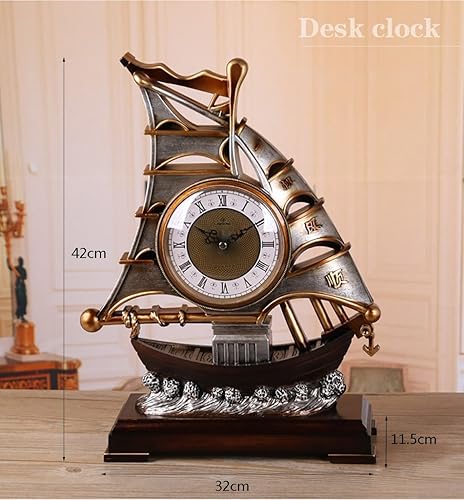 Miniatura 2 de Reloj de escritorio y estante Retro MantaMantle Rhythm Reloj de cuarzo Velero Sala de estar Escritorio Estante Relojes Decoración