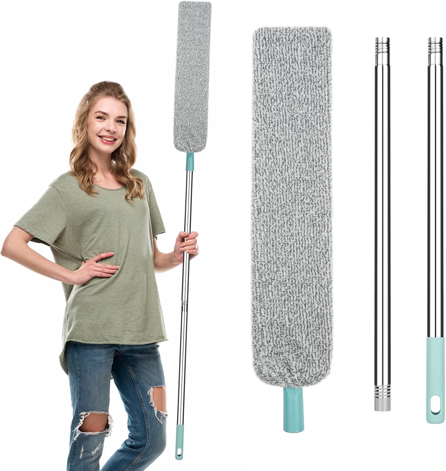 Promosyonca Esnek Mikrofiber Toz Alıcı, Uzatılabilir Saplı Toz Temizleme Fırçası, Mobilya Altı ve Köşe Temizliği için Pratik Aparat (Toz Alıcı)