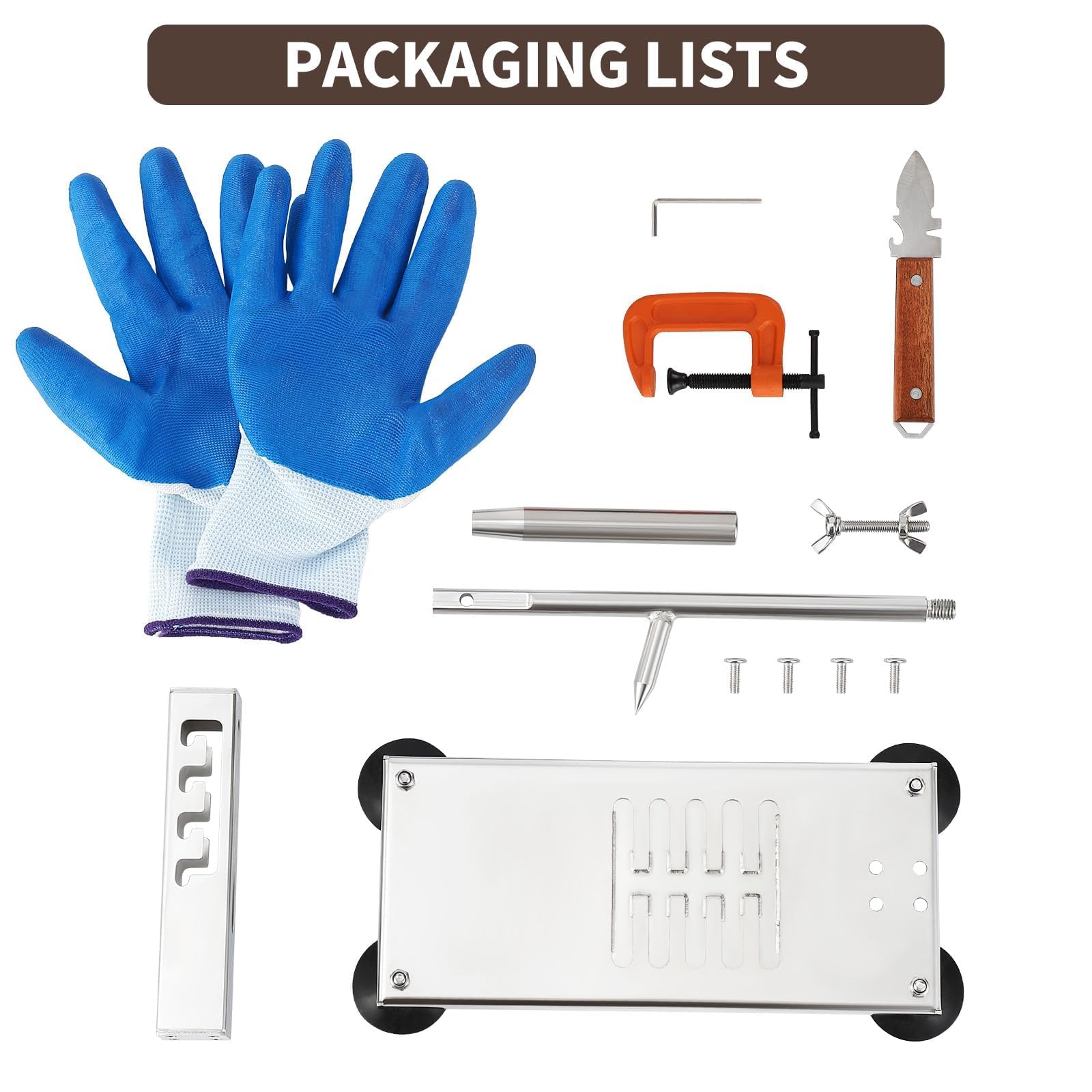 Ouvre-Huîtres Professionnel 5 Niveaux Réglables, Décortiqueur d'Huîtres en Acier Inoxydable Alimentaire, Double Fixation Ventouse & Étau, Kit Complet Couteau+ Gant Anti-Coupure pour Cuisine Restaurant
