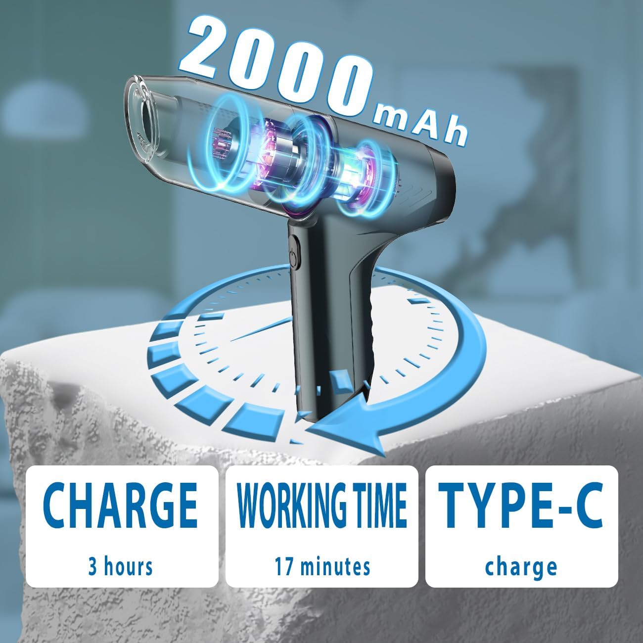 Handheld Vacuum Cleaner Cordless, High Power 11000PA Suction Portable Car Vacuum Cleaner Rechargeable, 3 in 1 Mini Air Duster with 2 Filters, Green