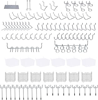 Rawall Pegboard Hooks Assortment, 160 Pieces Pegboard Tool Utility Hooks for 1/8 and 1/4 inch Pegboard Organizer Kit with Bins, Peg Locks, Peg Set for Organizing Various Tools