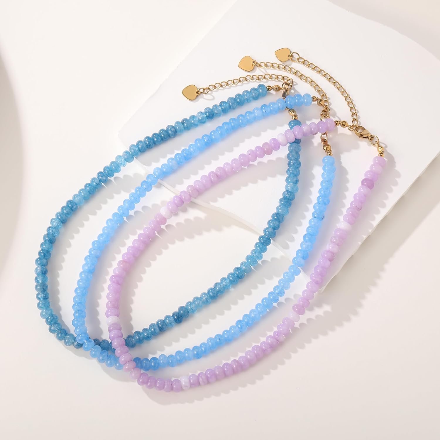 Beaded Necklace for Women,Natural Gemstone Necklace for Women,Colorful Bead Choker Necklace Handmade Surfer Beach Necklace Trendy Jewelry Gift for Women - Image 3