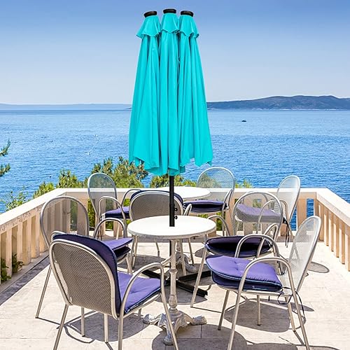 Miniatura 8 de Diophros Solar Powered Double-Sided Patio Umbrella, Outdoor Large Market Umbrella with LED Lights, LED Rectangular Aluminum Twin Patio Umbrella with