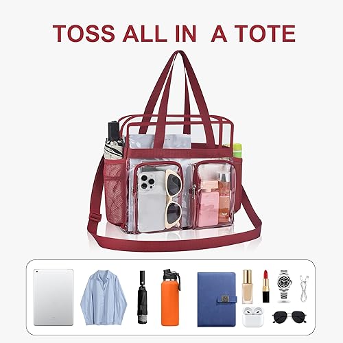 Vista 117 de Oraben Bolsa transparente transparente aprobada para estadios de 12 x 6 x 12 pulgadas, bolsa de estadio para trabajo, juegos deportivos, gimnasio