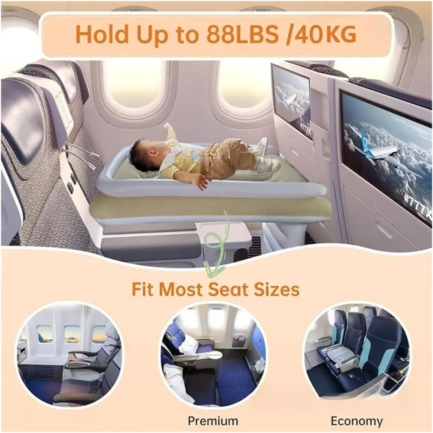 Car Air Bed Inflatable Car Airplane Bed Fit for Kid Baby for Seat Extender Travel Kids for Sea Universal(4pcs)