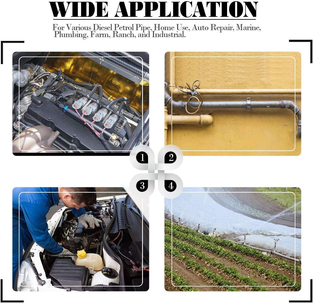 Glarks 100Pcs Adjustable 8-44mm Range 304 Stainless Steel Worm Gear Hose Clamps Assortment Kit + 120Pcs 10 Size Mini Fuel Injection Style Hose Clamp Assortment Kit