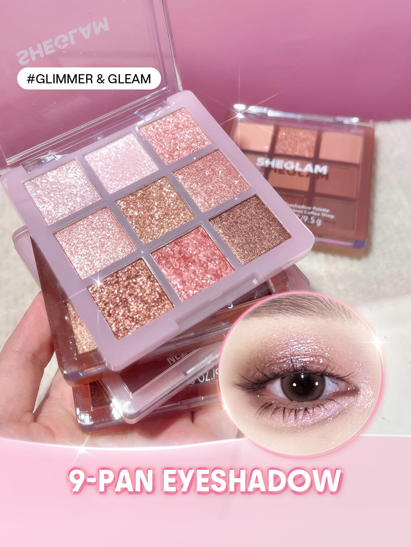 SHEGLAM Eyeshadow Palette 9-Color Ultra-pigmented Shimmer & Matte Shades, Vegan & Cruelty-free-Glimmer & Gleams - Image 4