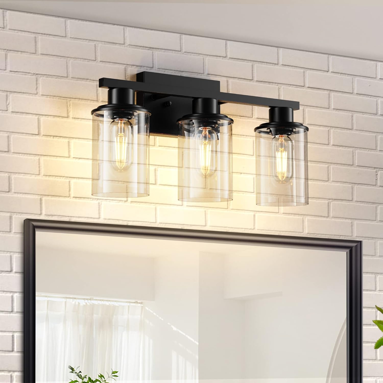 RyaHQ Bathroom Over Mirror Bathroom Vanity 3 Light Vanity Lights for Bathroom Vanity, Wall Sconce Wall Lamp Wall Light Fixtures Black - 