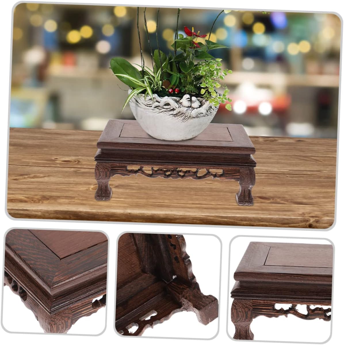 Multi-use Wooden Pedestal Stand for Plants Statues Crafts Sturdy Smooth Edges Rustic Style for Home Decor and Gardening Medium Long Base