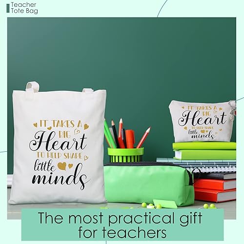 Miniatura 6 de Cunno 9 piezas de regalos de agradecimiento para profesores, regalos de agradecimiento para profesores, bolsas de lona para cosméticos con