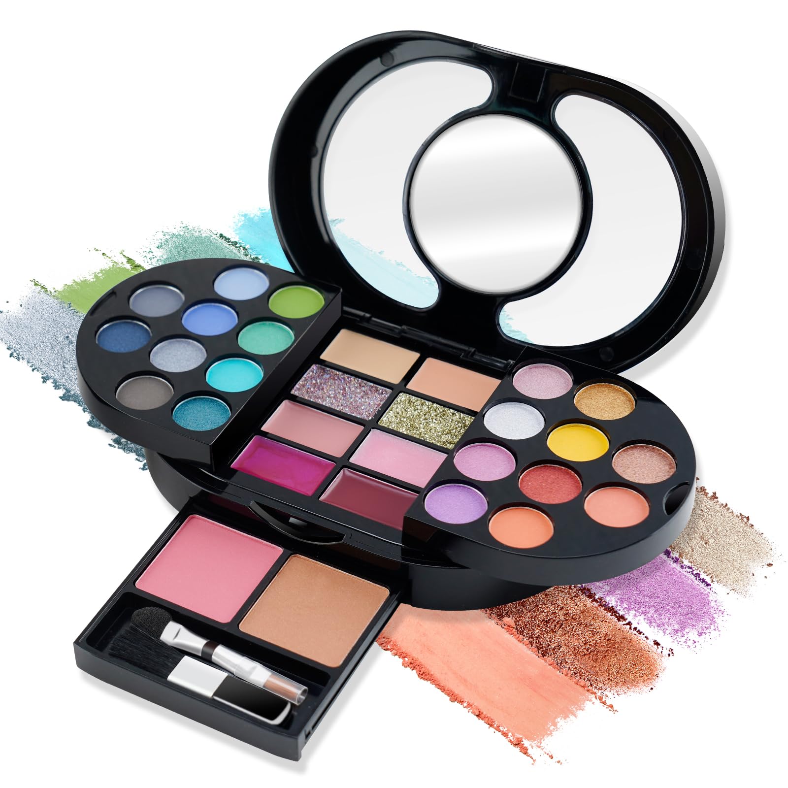 Color Nymph Makeup Palette for Girls, Travel Make up Kit Real Makeup Pallet Mini Size Makeup kit All in One Beauty Set Washable Protable Compact for Travel Party Touch Up Black