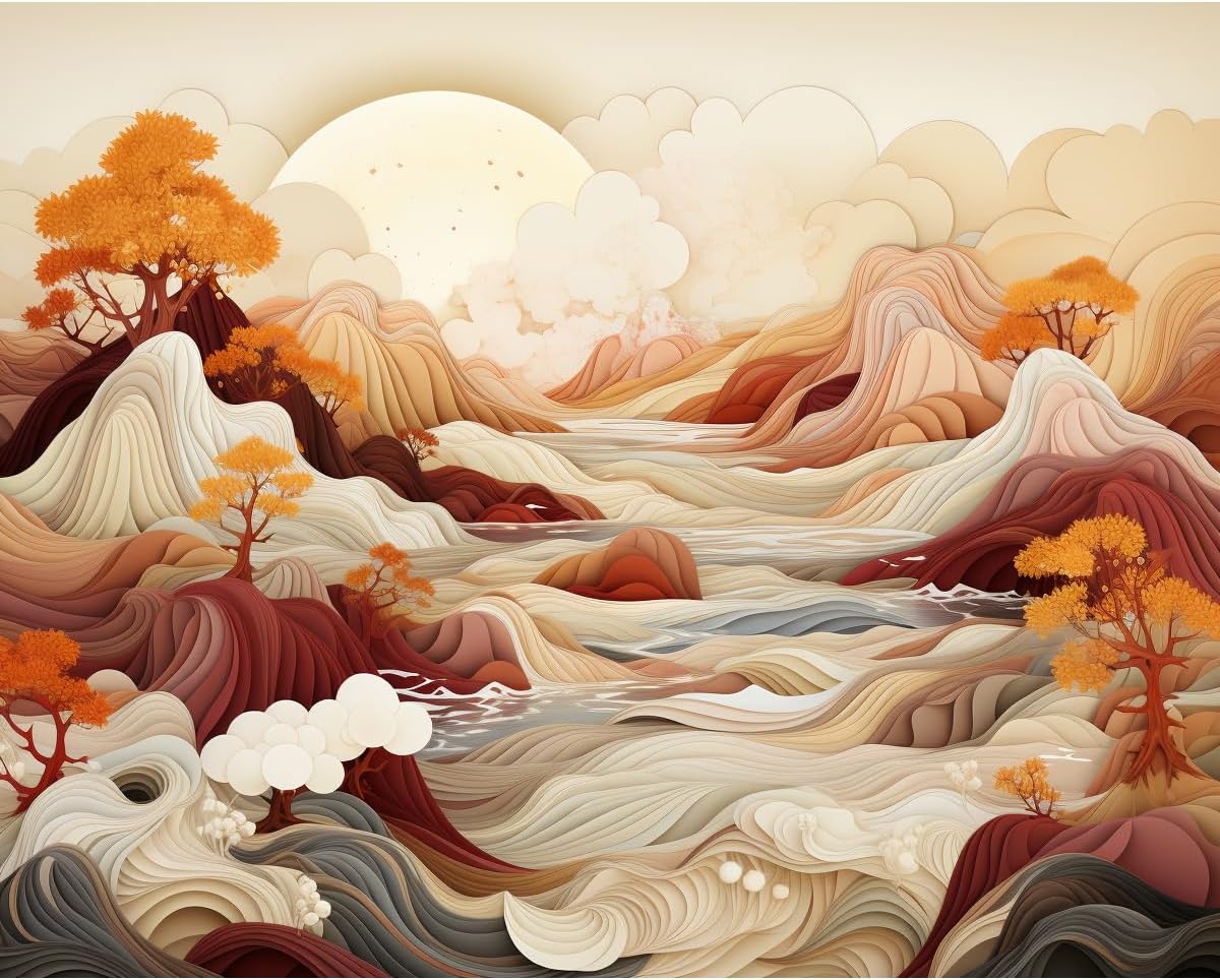 Craftoria Paint by Numbers for Adults 40"x50"cm Framed Landscape Abstract Mountain Harmony 24 Colors