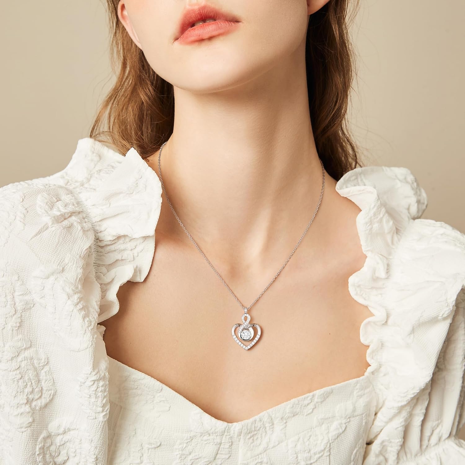 KesaPlan 925 Sterling Silver Necklace for Women Infinity Heart Zirconia Pendant Personalized Birthstone Necklace for Wife, for Girlfriend, for Mom, Anniversary Birthday Jewelry Gifts - Image 4