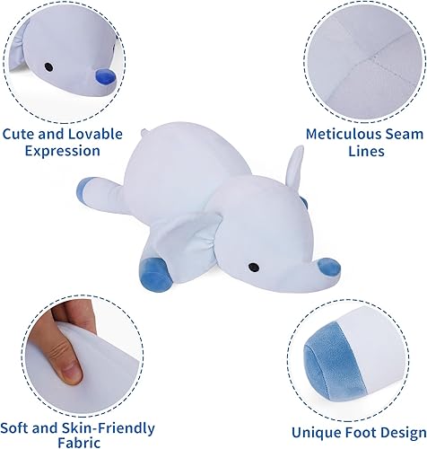 Miniatura 4 de Wepop Animales de peluche con peso, juguetes de peluche de elefante gigante con peso de 24 pulgadas, almohadas de felpa suave de 4.2 libras,