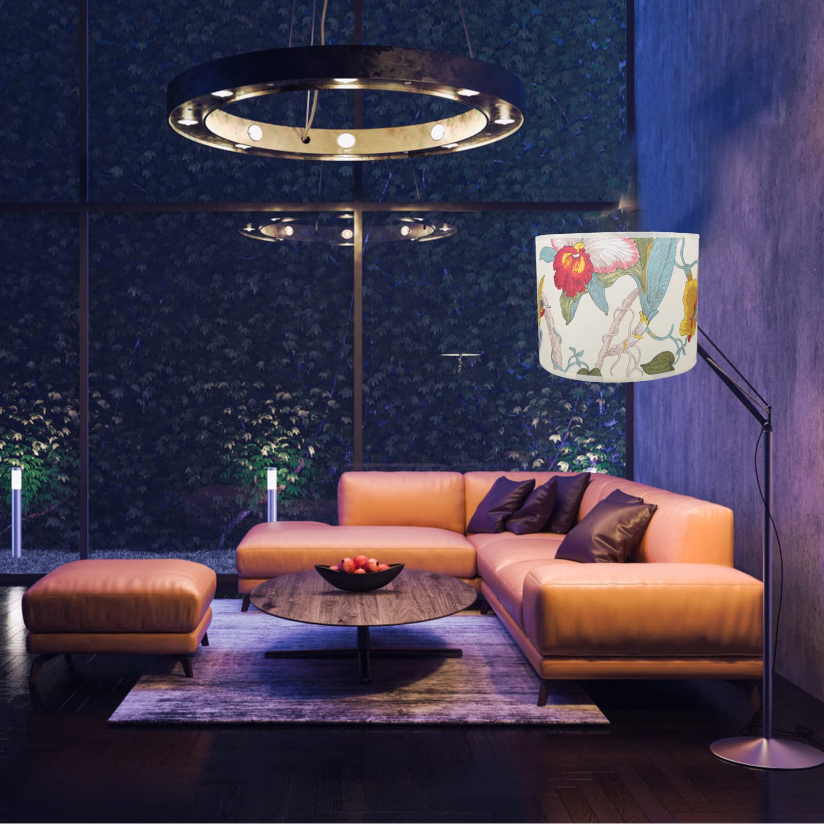 Uonlytech Paralume Lampade da Tavolo da Terra per e Decorazione Elegante a Tamburo Floreale Leggero Interni e Camera da Letto