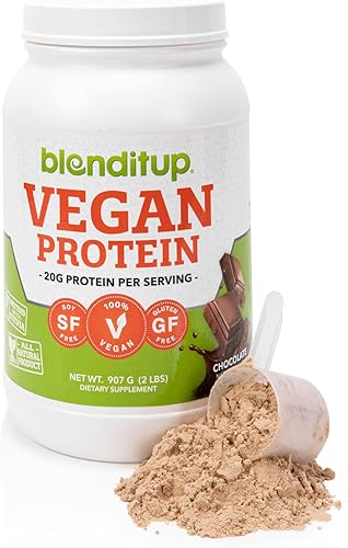 Miniatura 1 de BlendItUp Proteína vegetal vegana de chocolate en polvo, sin OMG, sin gluten, 0.71 oz de proteína por cucharada, 28 porciones | 4 carbohidratos netos
