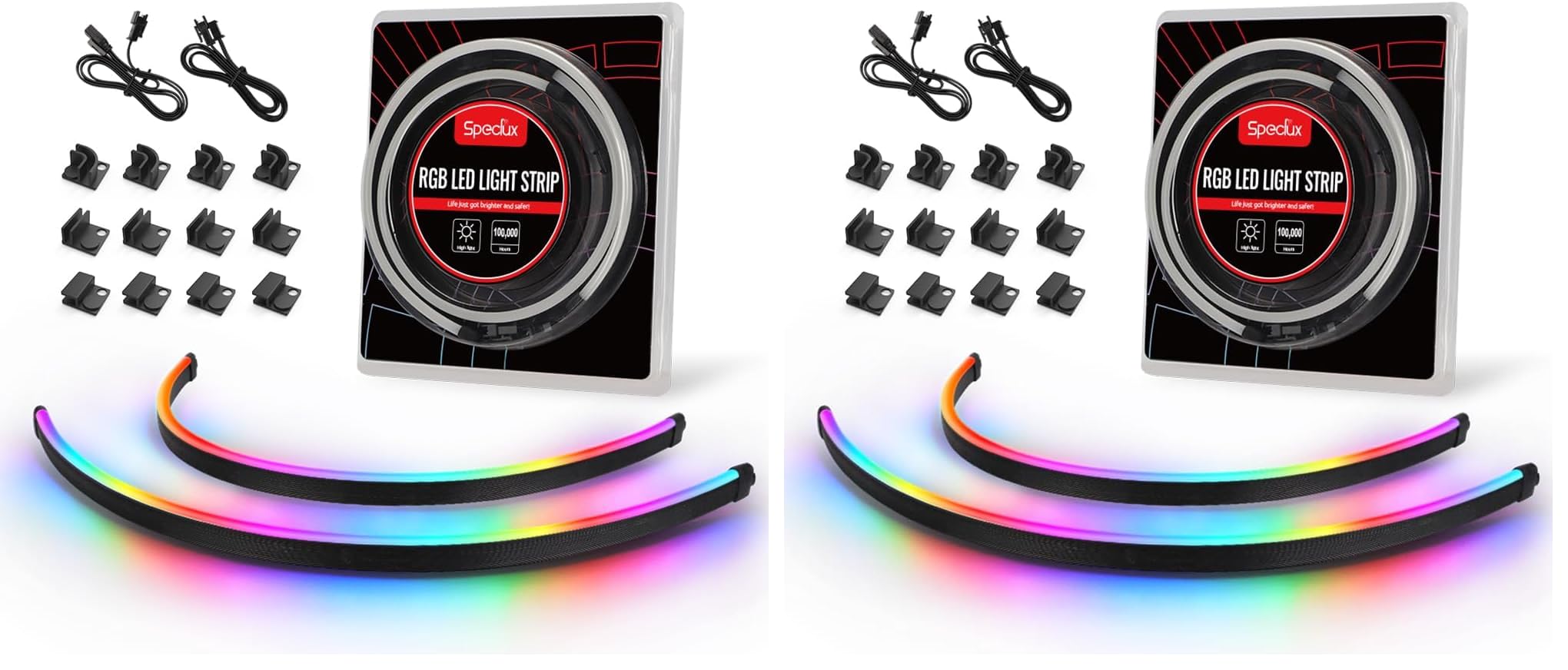 Neon Digital LED-Strip Combo-Set PC-LED-Streifen 400mm 5-V-3-Pin-Aura-SYNC, Gigabyte-Fusion, Mit 12 Starken Magnethalterungen (Packung mit 2)