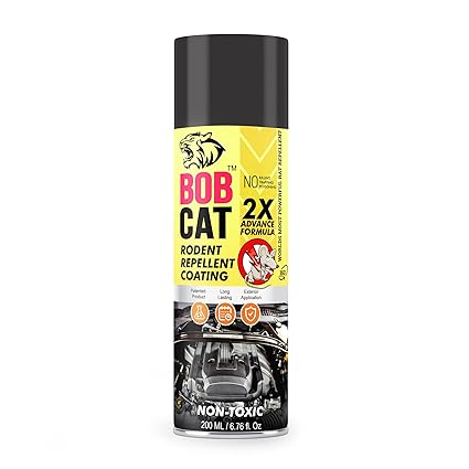 Shadow Securitronics BOB CAT Car Rat Repellent/Rodent Spray | 2x Advance Formula | Non- Toxic Rat Repeal Spray | Rat No Entry in Cars/Bike/Tractor | Mouse Rodent Repellent | Vehicle Mouse Repellent Spray | 200ml Rat Repellent Self Car & Vehicle Pest Control Repellent with Protective Glove & Mask | Pack of 1