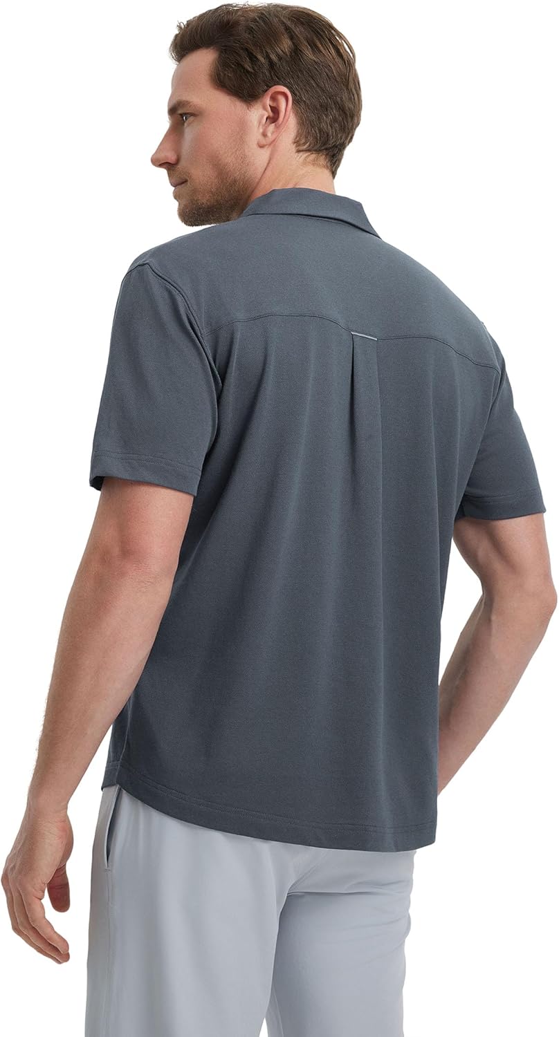 M MAELREG Button Down Shirt Men Moisture Wicking Dry Fit Pique Performence Cool Breathable Mens Summer Shirts Short Sleeve - Image 3