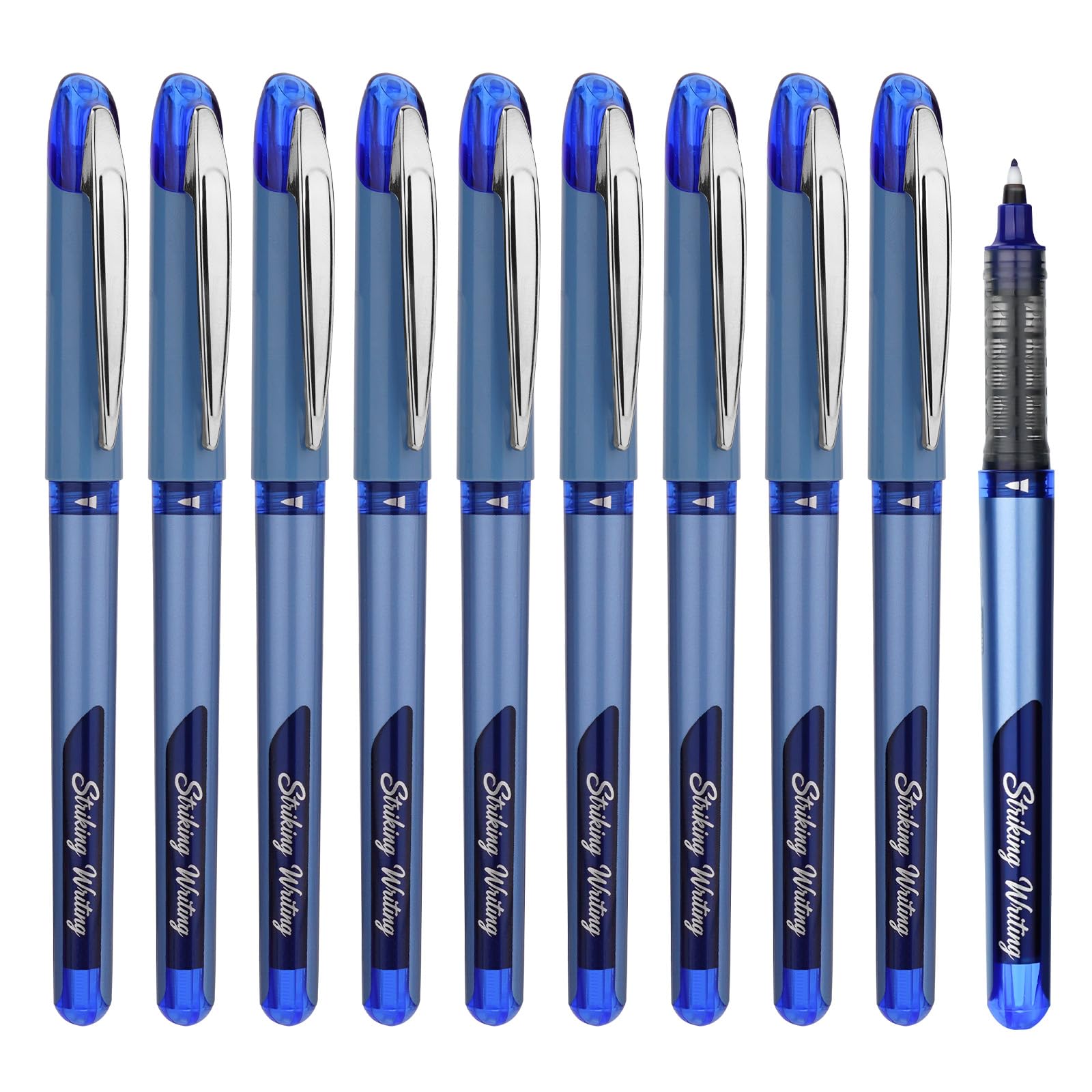 EYEYE Felt Tip Rollerball Pens, 1.0mm 10 Blue Signature Pen for Writing Drawing Notes Taking School Office and Signature