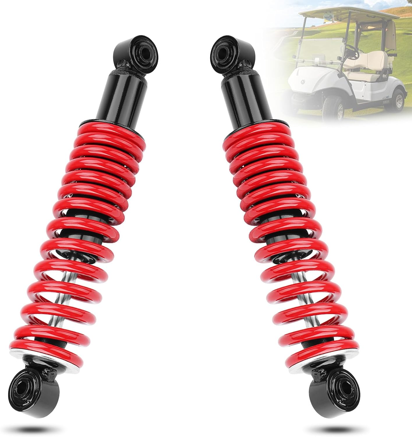 Rear Golf Cart Shock Absorbers Heavy Duty with Springs Compatible with 1995-up Yamaha Gas and Electric G14 G16 G19 G20 G22 G29 Models Replace# JN4-F2210-00, JN3-F2210-00 (RED)