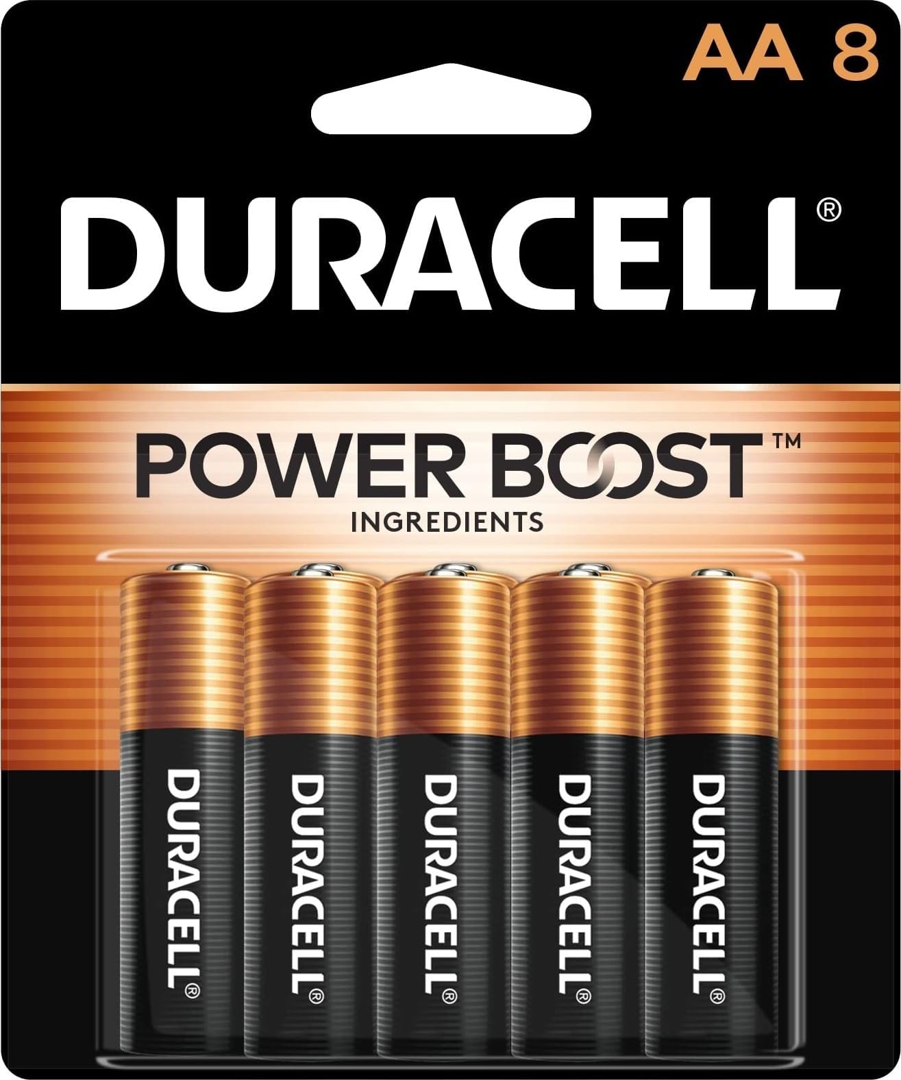 Duracell Coppertop AA Batteries, 8 Count, 12-Year Shelf Life, Long-lasting