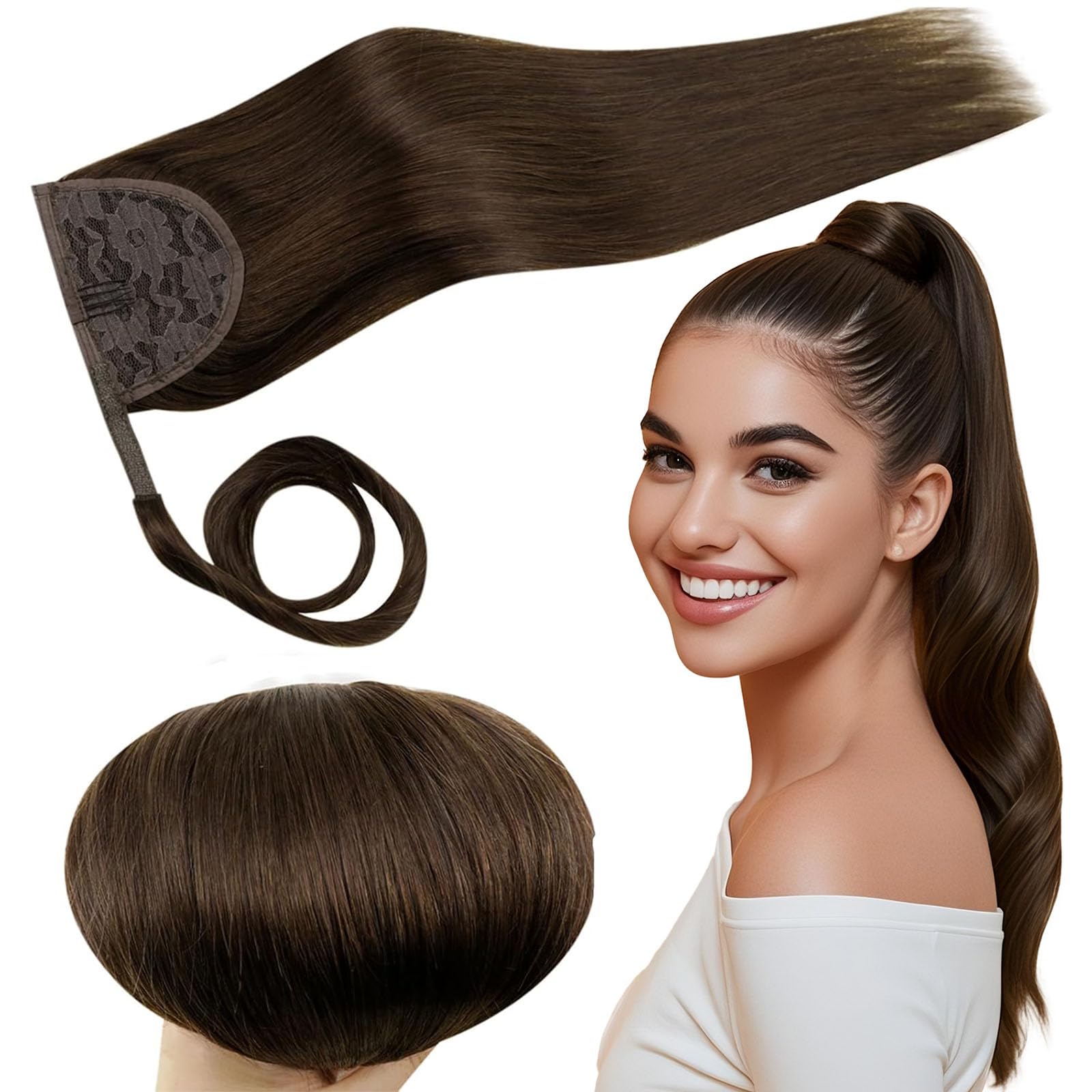 RUNATURE Echthaar Zopf Echte Haare Ponytail Extensions Echthaar Haar Pferdeschwanz Extensions Echthaar