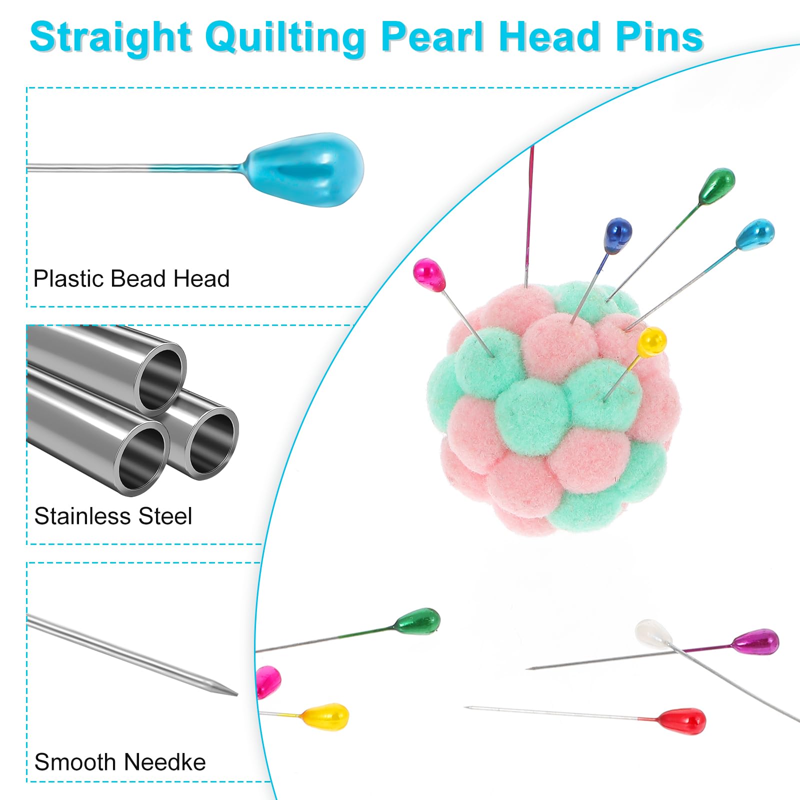 Lot De 120 épingles à Tête Colorée - Longueur 4 Cm - Pour Couture, Bijoux, Artisanat - Avec Boîtes De Rangement