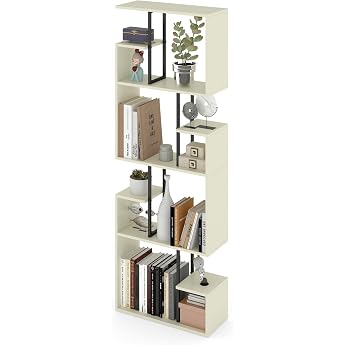 Manora Large White Bookcase Room Divider Shelf with Tilt Protection Modern Wooden Bookcase for Living Room Children's Room Home Office Stylish Shelf for Books Decoration & Toys White 60 x 24 x