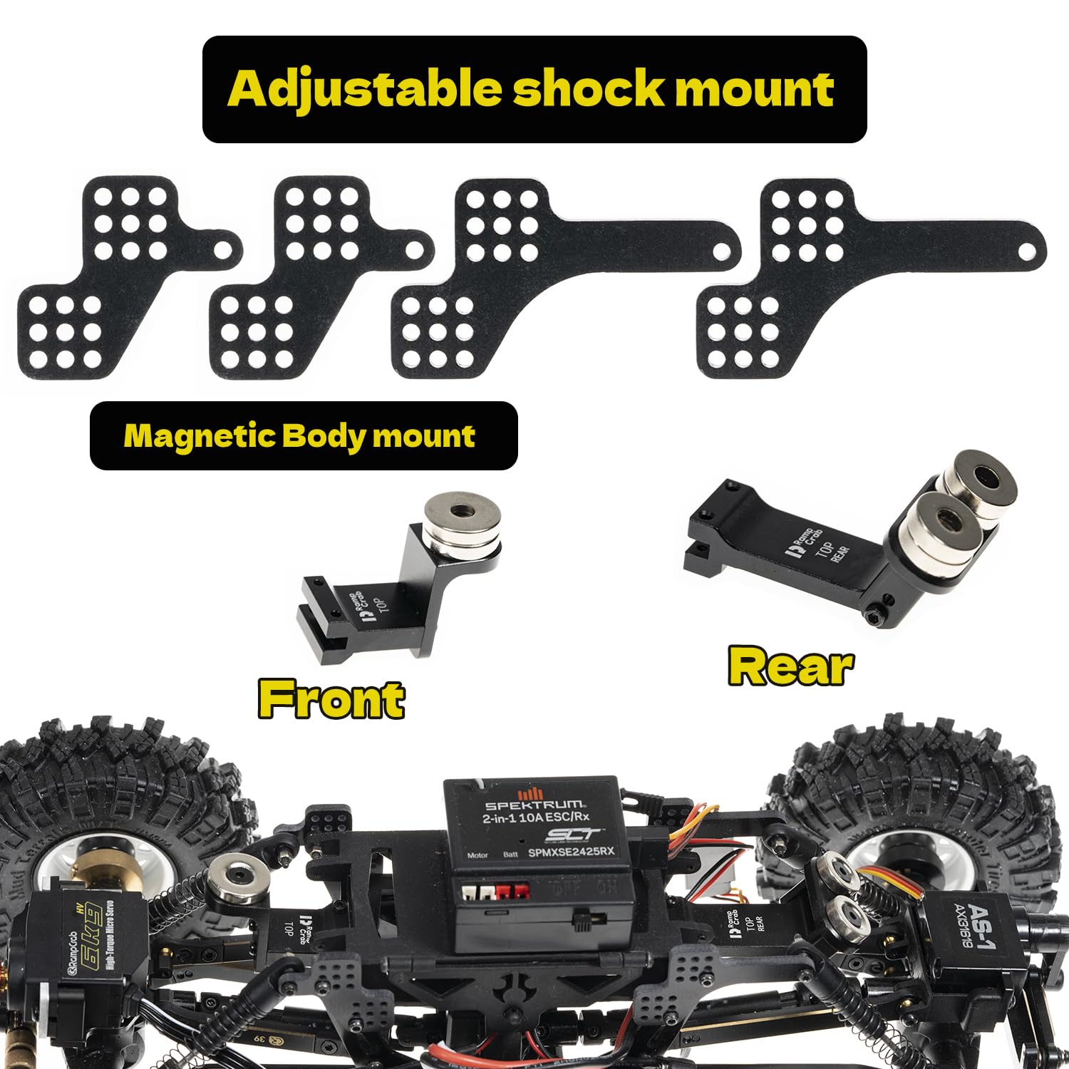 RampCrab High Clearance 4 Links Set per AX24, Estendere Anteriore 6mm, Posteriore Estendere 18, Acciaio Inox Links Set, Parti di Aggiornamento per AX24 XC-1, 1/24 RC Crawler Auto Aggiornamento
