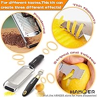 Vista 2 de Rallador Zester para Queso Chocolate Limón Fruta Jengibre Juego de Múltiples Herramientas Mango Ergonómico Antideslizante (Dos Herramientas)