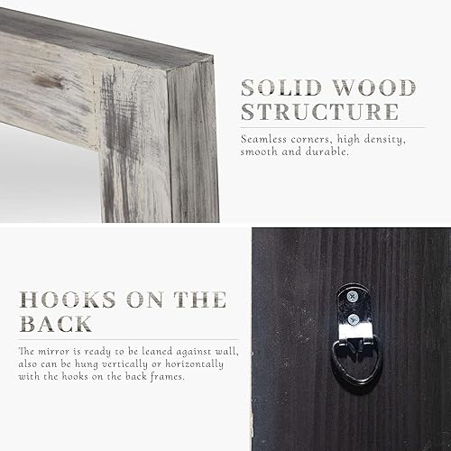 Miniatura 5 de Natsukage - Espejo de pie de 58 x 24 pulgadas espejo de cuerpo completo espejo de madera rústica para montar en la pared decoración de casa de campo