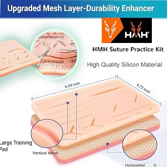 Complete Suture Practice Kit For Medical Students Vets & Nurses for Training, Reusable True Skin Feel Silicon Suturing Pad With Necessary Tool Kit For Training (Complete Kit)