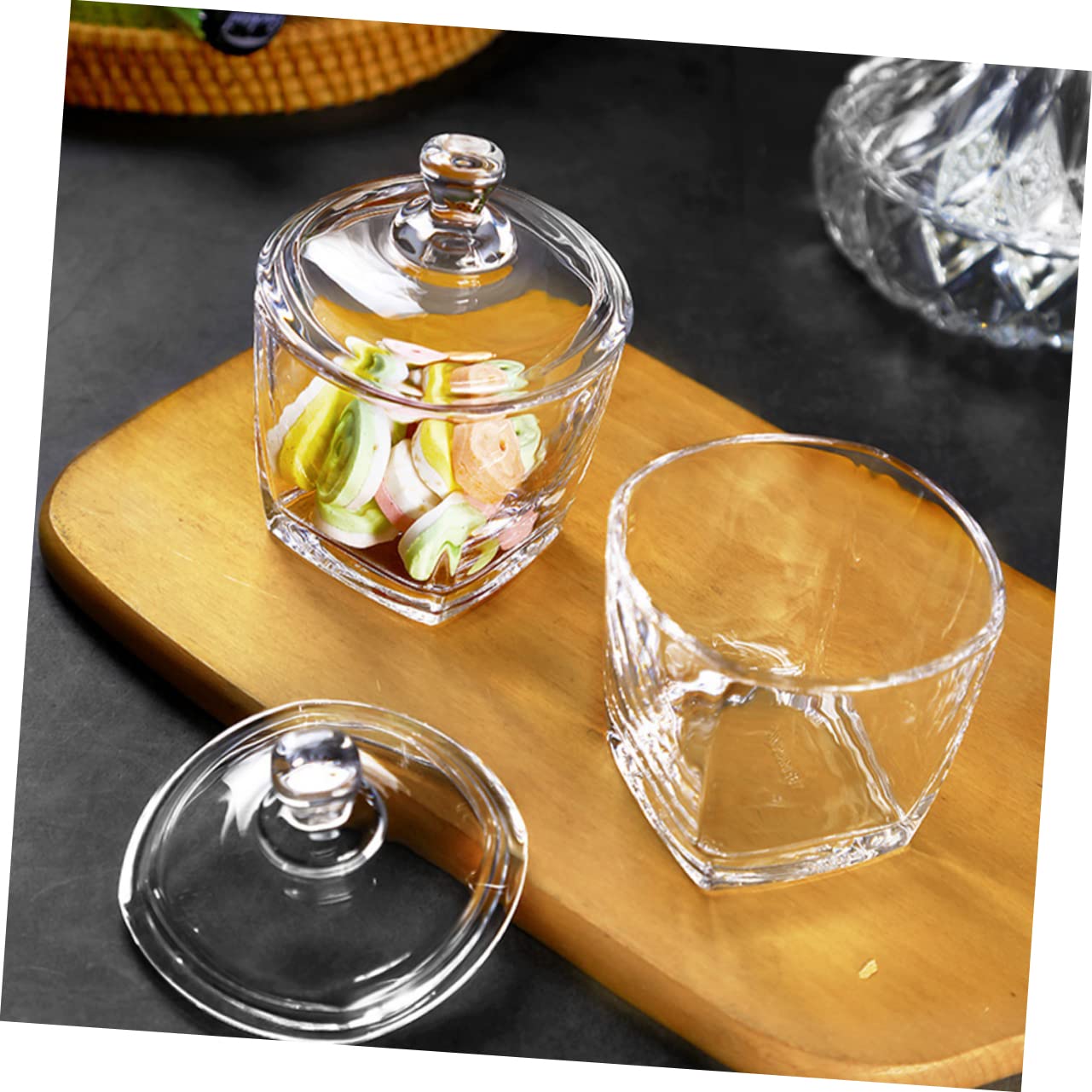 2 Stück Glasgefäße mit Deckel 260ml Klarglasbehälter zum Aufbewahren von Snacks und Keksen Schützt vor Feuchtigkeit und Hält Lebensmittel Trocken