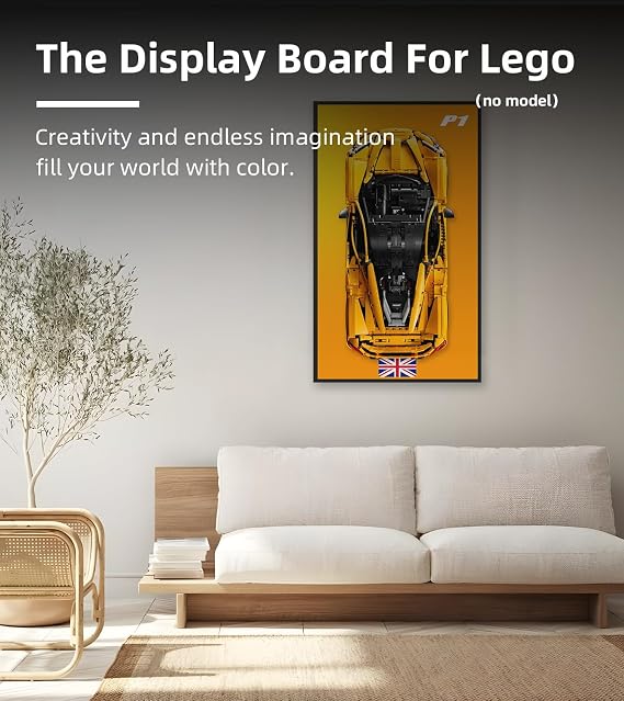 icuanuty Display Wallboard Compatible with Lego Technic P1 Hypercar 42172 Car Display Frame, Compatible with Lego Car Wall Mount, Only Wallboard