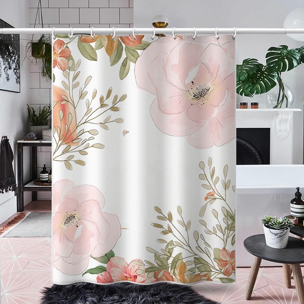Shower Liner Shower Curtain Bath Shower Curtain Waterproof Polyester Shower Curtain Digital Printing Door Curtain Home Shower Curtain with Hooks Suitable for Bathroom (Size : W120xH180cm) ( )