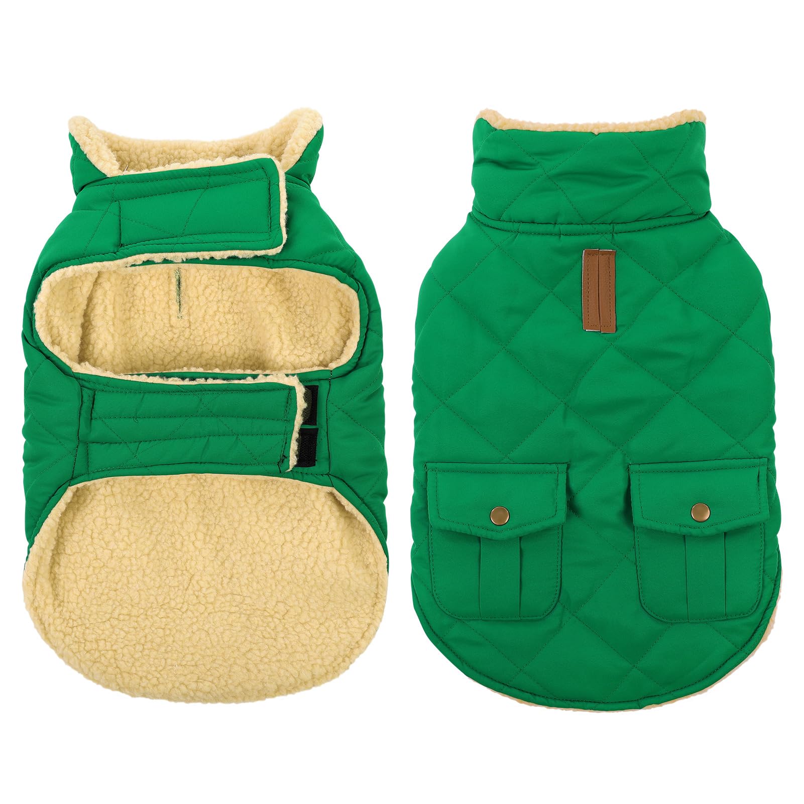 Queenmore Warm Dog Coat, Cold Weather Puffer Dog Coat Vest, Quilting Winter Pet Jacket Ultra Thick Plush Fleece Lining Pet Clothes for Dogs with