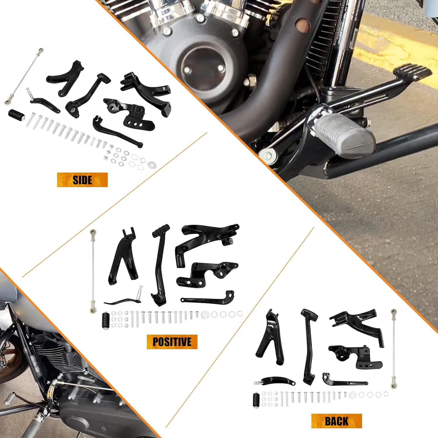 Forward Controls Kit Fit for Harley Softail Low Rider S FXLRS Low Rider ST FXLRST Standard FXST Street Bob FXBB 2018-2025, Foot Pegs Levers Linkage Set, Upgrade Controls System, Black