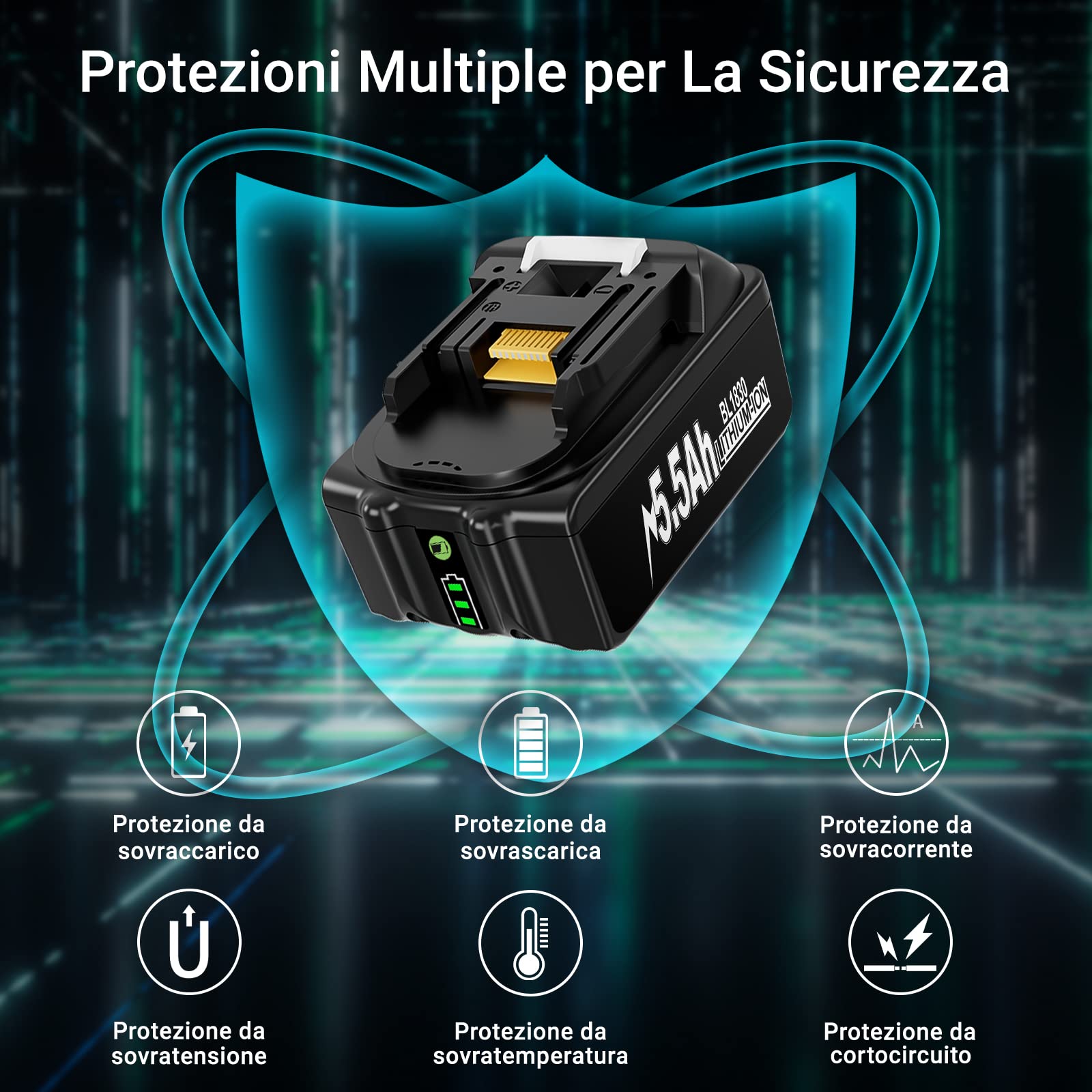 AIMAX Baterías de Repuesto para Makita 18V 5.5Ah, Batería de Recambio 18V BL1860B BL1820B 1830B 1840B 1850B, Compatible con Makita 18V Adecuado con el Cargador Original 18V